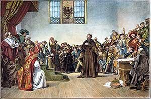 Luther defends himself before the Emperor at the Diet in Worms, 17-18 April 1521